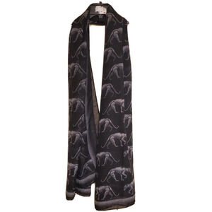 Printed Village Luxury Black Long Scarf Leopard Print Design Womens Fashion NWT